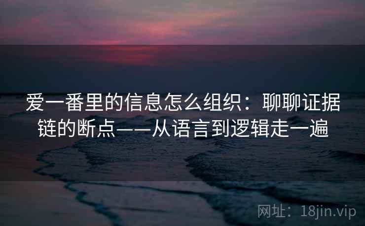 爱一番里的信息怎么组织:聊聊证据链的断点——从语言到逻辑走一遍 爱一番里的信息怎么组织:聊聊证据链的断点——从语言到逻辑走一遍